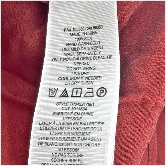 JOIE Shariana Long Sleeve Silk Top In Crimson Size Small NWT - Picture 8 of 10